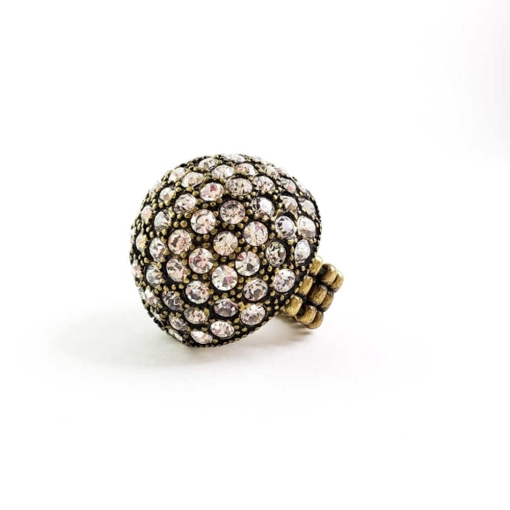 Y2K 1990s Pave Rhinestone Stretch Ring - Picture 8 of 10